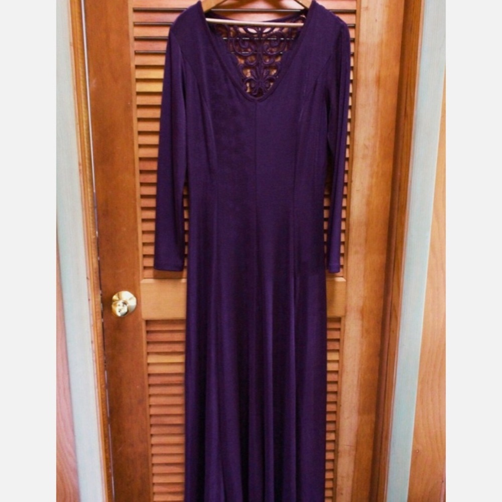 Vintage 90s Dress, Vintage Purple Dress, Vintage 1990s Dress With Long Sleeves
